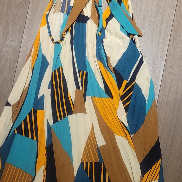 Women's Dresses Wedding Guest Dress Geo Print Pleated Hem Halter Dress dressesdr - Picture 6 of 6